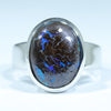 Natural Australian Boulder Opal Matrix Silver Ring