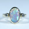 Natural Australian Crystal Opal Gold and Diamond Ring