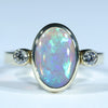 Natural Australian Crystal Opal Gold and Diamond Ring