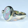 Coober Pedy Crystal Opal and Diamond Gold Ring - Size 6.5 US Code - EM297