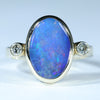 Natural Australian Boulder Opal Gold and Diamond Ring