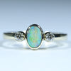 Natural Solid Australian Boulder Opal and Diamond Gold Ring - Size 7.5 Code - EM286