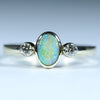 Natural Solid Australian Boulder Opal and Diamond Gold Ring - Size 7.5 Code - EM286