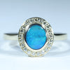 Natural Australian Boulder Opal Gold and Diamond Halo Ring