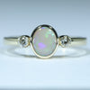 Natural Australian Lighting Ridge Crystal Opal and Diamond Gold Ring