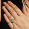Coober Pedy Crystal Opal and Diamond Gold Ring - Size 6.5 US Code - EM297