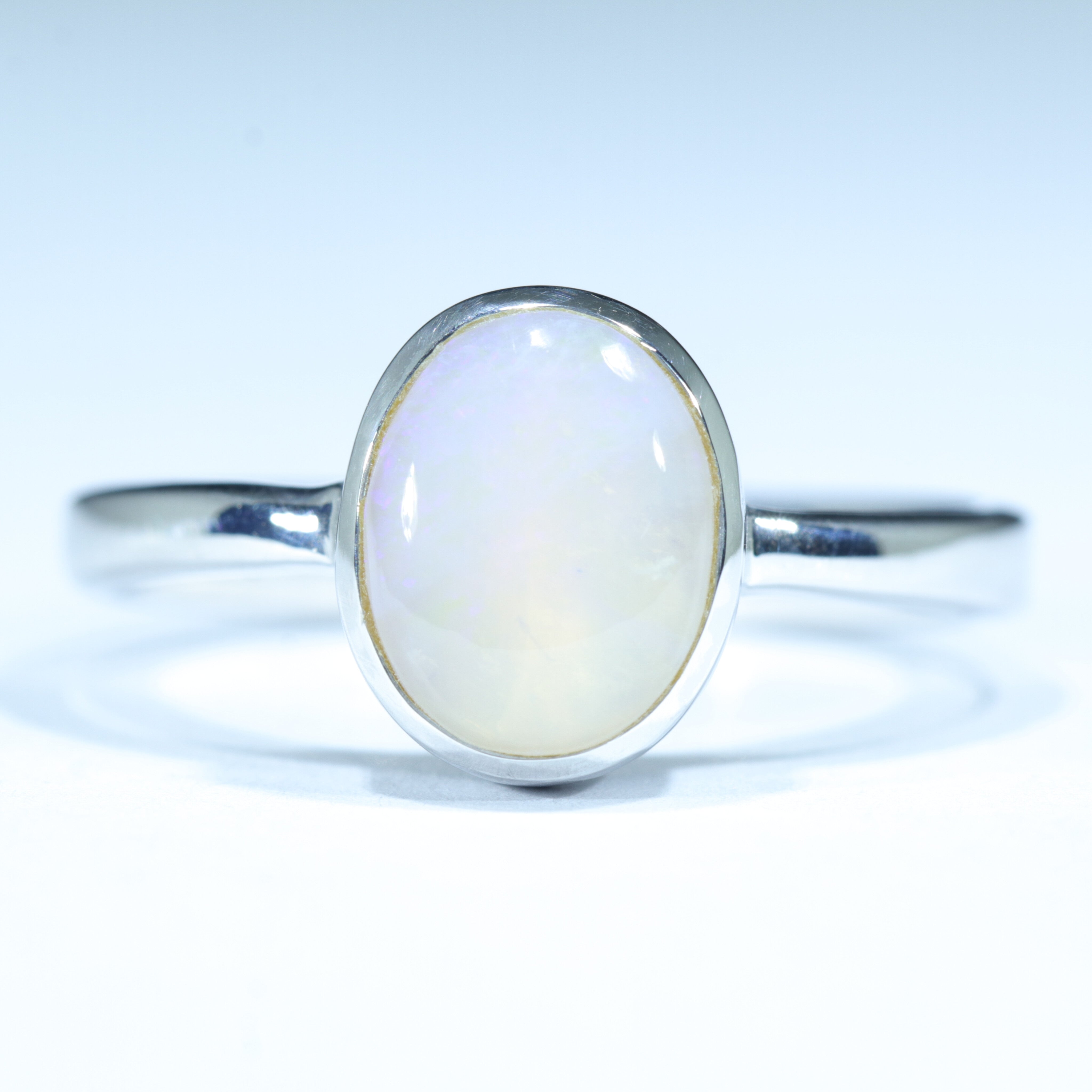 Lightning Ridge Solid Opal Silver Ring - Size 8.5 Code CC269