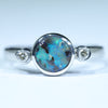 Natural Australian Boulder Opal Silver and Diamond Ring