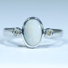 natural Australian Lightning Ridge Silver Opal and Diamond Ring