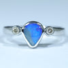 Natural Australian Boulder Opal Silver and Diamond Ring