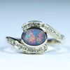 Natural Australian Boulder Opal Gold and Diamond Ring