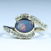 Natural Solid Australian Boulder Opal and Diamond Gold Ring - Size 7 Code - EM293