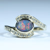 Natural Solid Australian Boulder Opal and Diamond Gold Ring - Size 7 Code - EM293