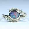 Natural Solid Australian Boulder Opal and Diamond Gold Ring - Size 7 Code - EM293