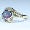 Natural Solid Australian Boulder Opal and Diamond Gold Ring - Size 7 Code - EM293