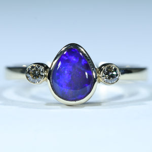 Natural Australian Boulder Opal Gold and Diamond Ring - Gold Coast Jewlery