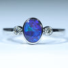 Natural Australian Black Opal White Gold and Diamond Ring