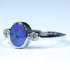 Lightning Ridge Black Opal and Diamond Gold 14K White Gold Ring - Size 8.25 US Code - EM306