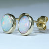 Coober Pedy White Opal 18K Gold Earrings (7mm x 6mm) Code EE73