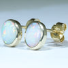 Natural Australian Coober Pedy White Opal 18k Gold Studs - Australian Opal Shop Gold Coast