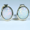 Natural Australian 18k Gold White Opal Stud Earrings - Australian Opal Shop -186 Brisbane Rd Arundel