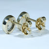 Coober Pedy White Opal 18K Gold Earrings (7mm x 6mm) Code EE73
