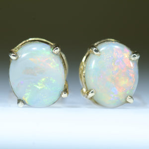 Natural Australian Coober Pedy Opal Gold Earrings - Australian Opal Shop Gold Coast