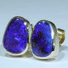 Natural Australian Queensland Boulder Opal 18k Gold Studs Earrings - Australian Opal Shop Gold Coast