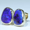 Stunning Electric Blue 18k Gold Queensland Opal Studs Earrings - Australian Opal Shop Gold Coast