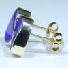 Large Natural Australian Solid Boulder Opal 18K Gold Earring Studs (12mm x 8mm) Code EE101