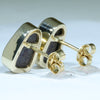 Large Natural Australian Solid Boulder Opal 18K Gold Earring Studs (12mm x 8mm) Code EE101
