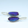 Natural Australian Boulder Opal Gold Earrings (18mm x 7mm) Code EE127