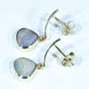 Natural Australian Boulder Opal Gold Earrings (8mm x 9mm) Code EE125
