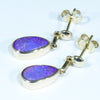 Natural Australian Boulder Opal Gold Earrings (10.5mm  x 6mm) Code EE124