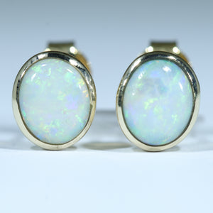 18k Gold Natural Australian White Opal Stud Earrings - Australian Opal Shop Gold Coast