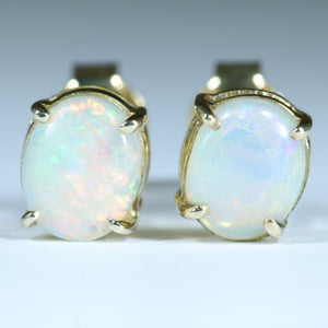 Natural Australian Coober Pedy 18k Gold Opal Stud Earrings - Australian Opal Shop Gold Coast
