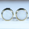 Natural Australian Coober Pedy White Opal Gold Studs - Australian Opal Shop Gold Coast