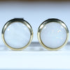 Natural Australian Coober Pedy White Opal Gold Studs - Australian Opal Shop 186 Brisbane Rd Arundel