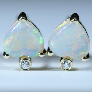 Natural Australian Coober Pedy Crystal Opal Gold Studs - Australian Opal Shop Gold Coast