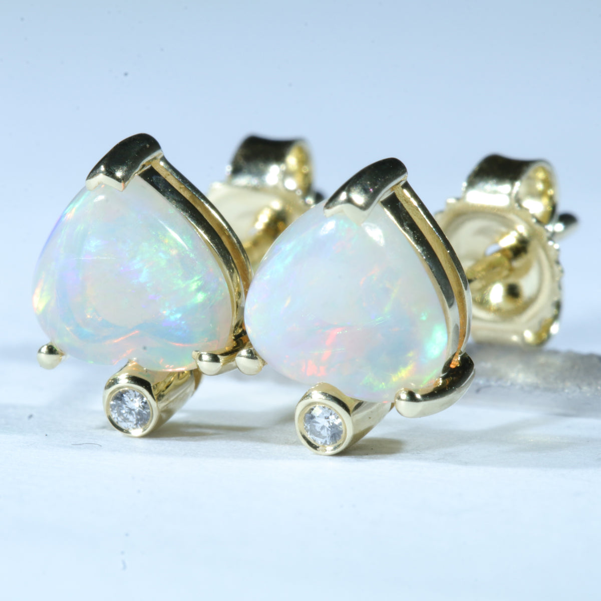 Australian Crystal Opal Gold Earrings - 14k Gold
