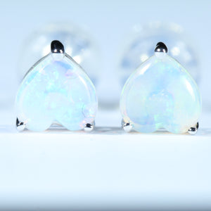 Natural Australian Coober Pedy White Gold opal Stud Earrings - Australian Opal Shop Gold Coast