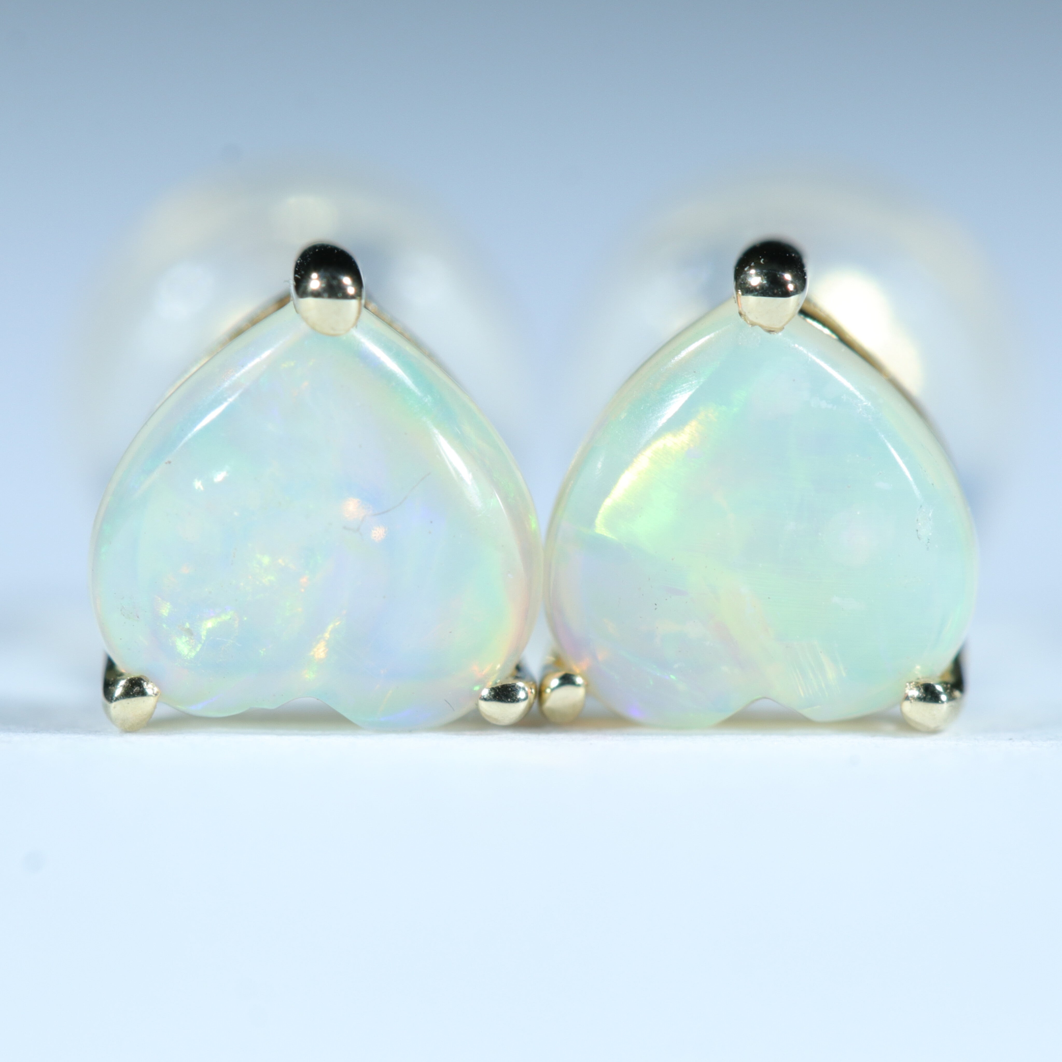 Australian Heart shaped Crystal Opal 14K Gold Earrings (5mm x 5mm) Code EE117