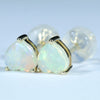 14k Gold Natural Australian Coober Pedy Crystal Opal Studs At the Australian Opal Shop Gold Coast