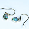 Natural Australian Boulder Opal Gold Earrings (9mm x 6mm) Code EE121