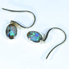 Natural Australian Boulder Opal Gold Earrings (9mm x 6mm) Code EE121