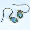 Natural Australian Boulder Opal Gold Earrings (9mm x 6mm) Code EE121