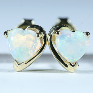 Natural Australian Crystal Opal Gold Studs - Australian Opal Shop 186 Brisbane Rd Arundel Gold Coast