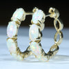 Natural Coober Pedy Crystal Opal Gold Huggie Hoop Earrings Australian Opal Shop