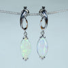 14k White Gold Crystal Opal Drop Stud Earrings - Australian Opal Shop 186 Brisbane Road - Gold Coast