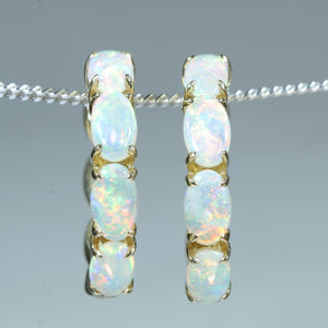 Natural Australian Coober Pedy Crystal Opal Gold Huggie Hoop Earrings Australian Opal Shop